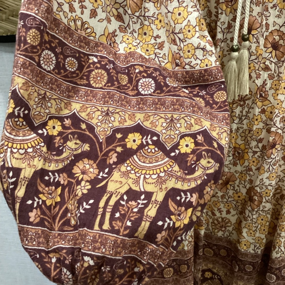 SPELL and the Gypsy Sundown Mini Dress in Spice Print Dress in Yellow and Brown - Picture 3 of 11